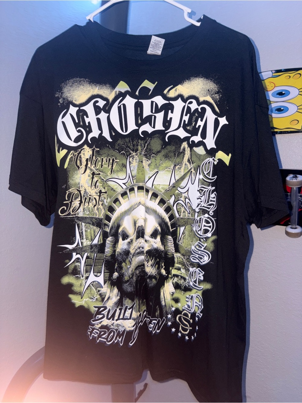 Black Graphic Men’s T‑Shirt with Green Accent